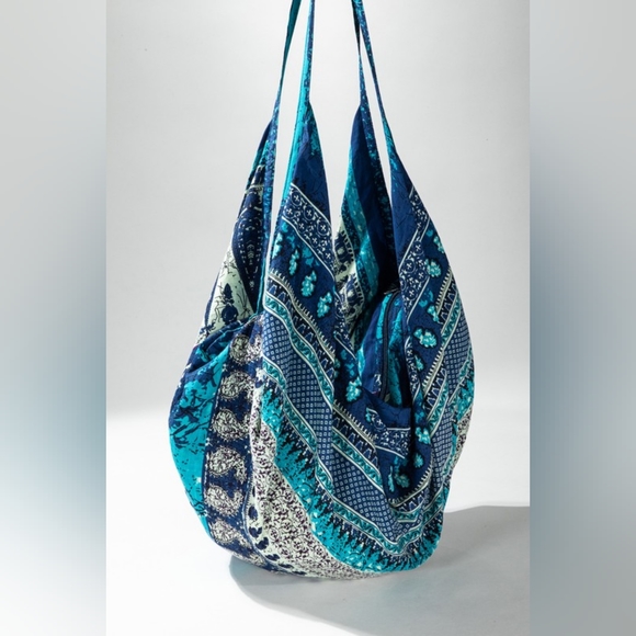 Boho Chic Beach Yoga Hobo Shoulder Bag - 100% Cotton - Bohemian Ethnic Inspired - Picture 4 of 8